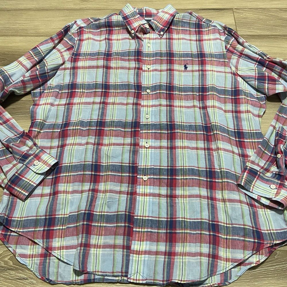 Polo by Ralph Lauren Red and Blue Plaid Casual Button Down Shirt